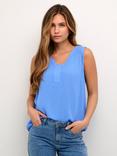 KAFFE Amber Sleeveless V-Neck Blouse, Mid Blue