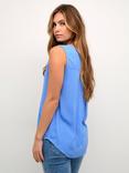 KAFFE Amber Sleeveless V-Neck Blouse, Mid Blue