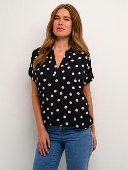 KAFFE Ano Polka Dot Short Sleeve Blouse, Multi, Multi