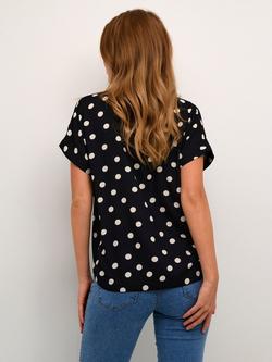 KAFFE Ano Polka Dot Short Sleeve Blouse, Multi - view 2, Multi