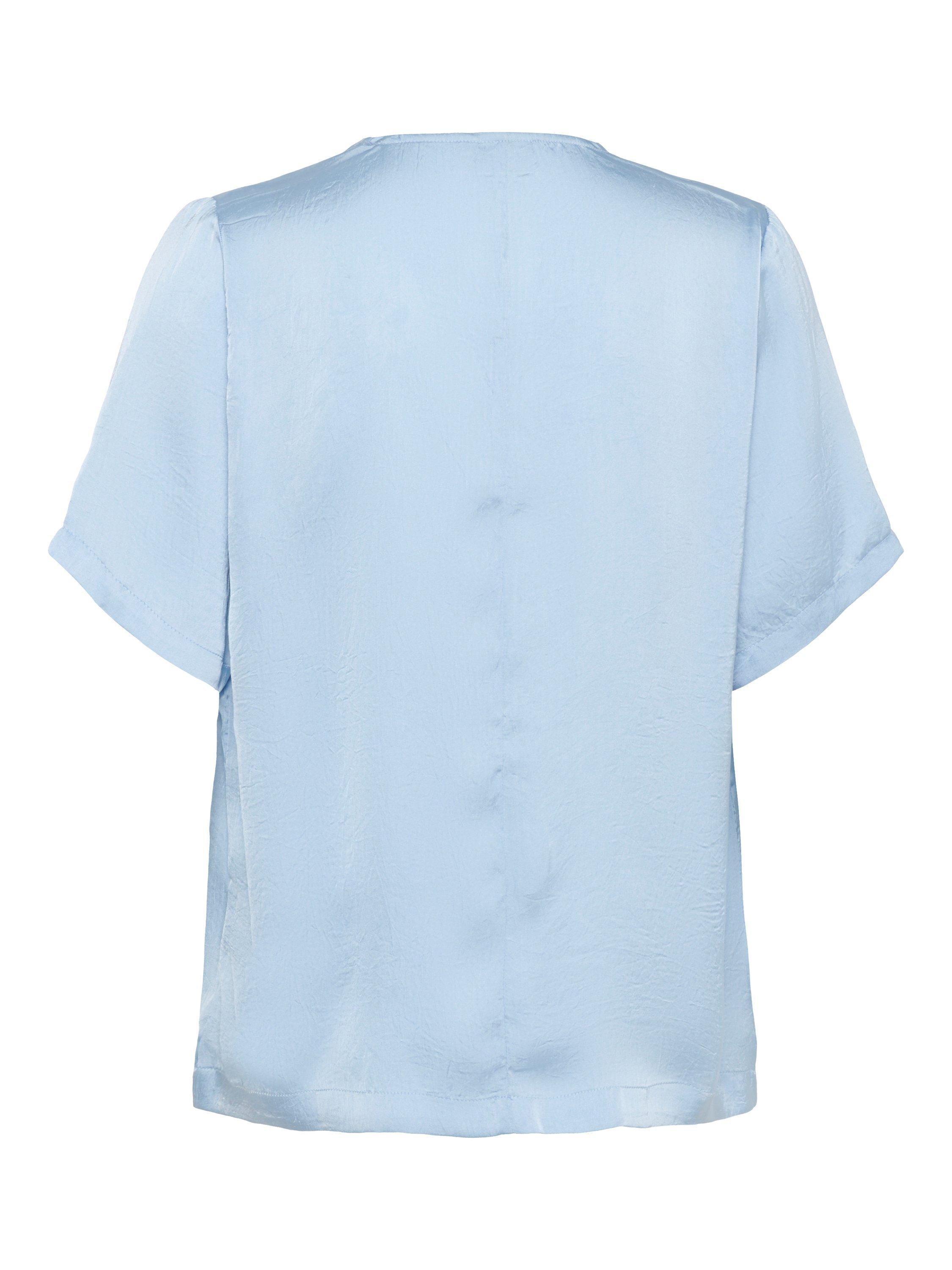 Product image 5 of 5, which shows KAFFE Ariel Satin Short Sleeve Blouse, Mid Blue, 12