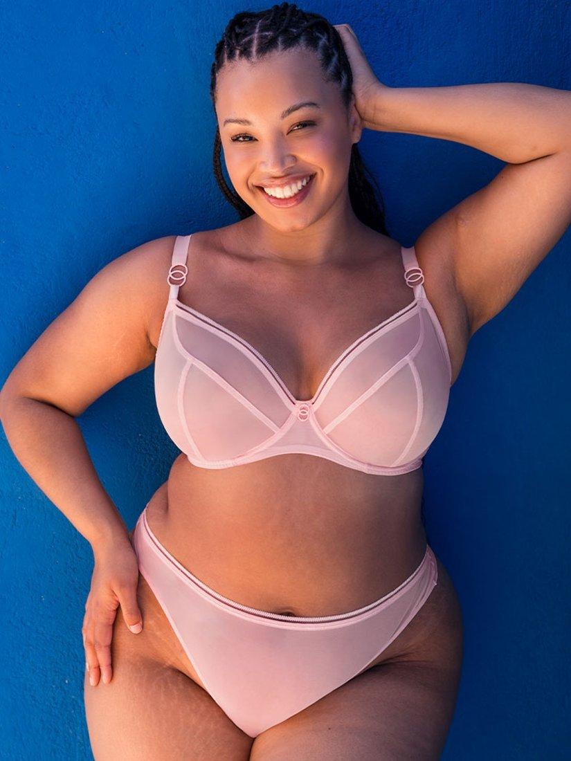Product image 7 of 8, which shows Curvy Kate Lifestyle Sheer Plunge Bra, Blush Pink, 30D