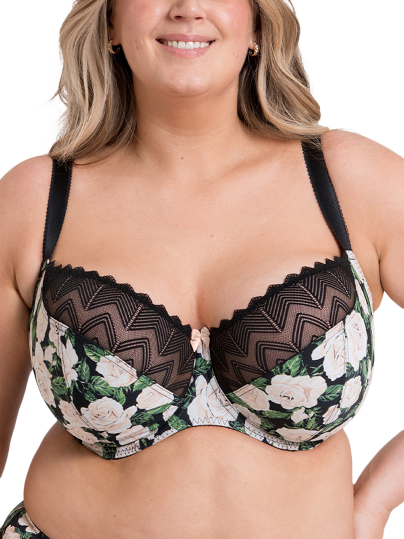 Curvy Kate Wild One Floral Print Balcony Bra, Black/Multi