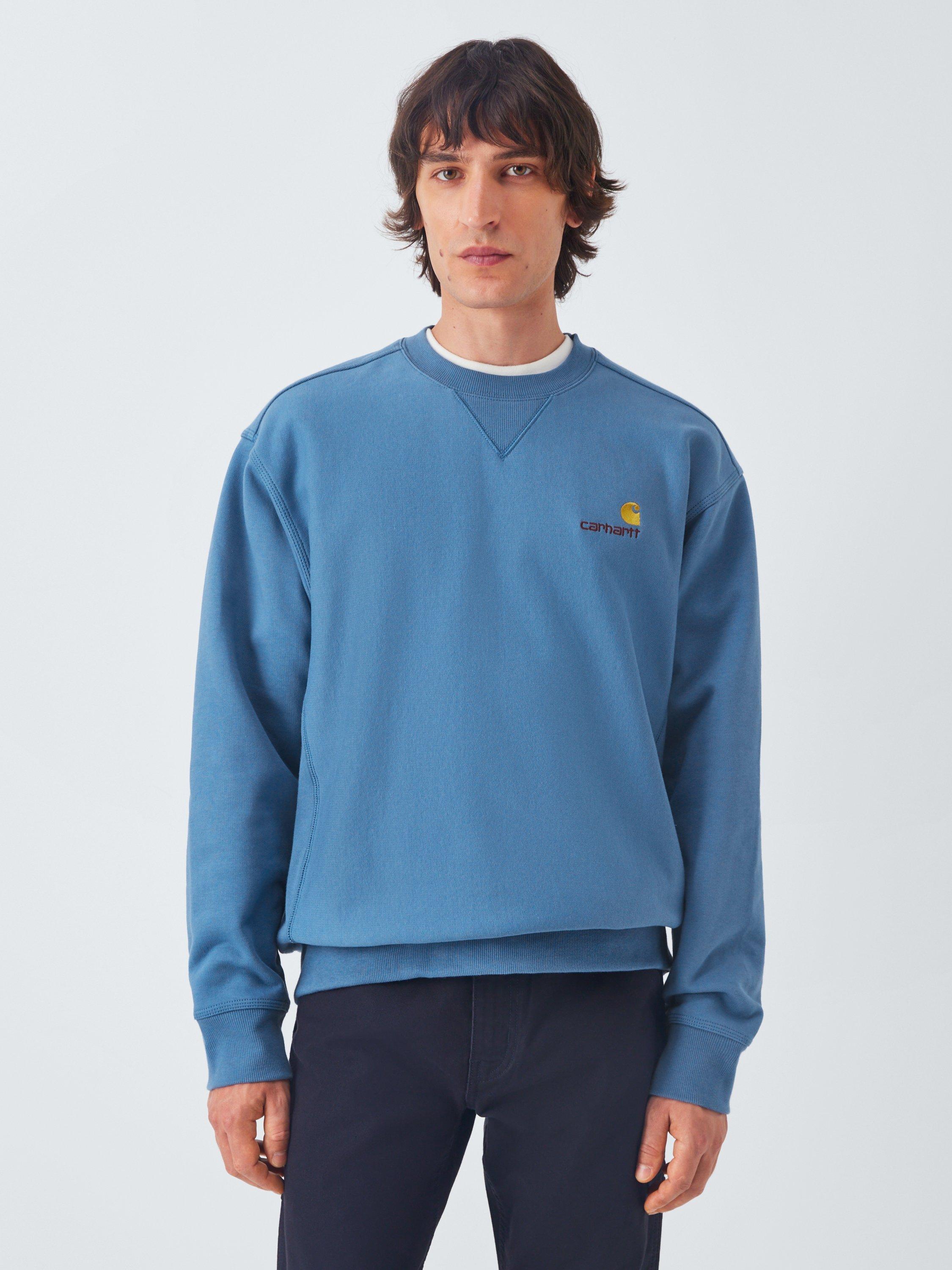 Product image 1 of 3, which shows Carhartt WIP Cotton Blend USA Script Logo Sweatshirt, Sorrent, S