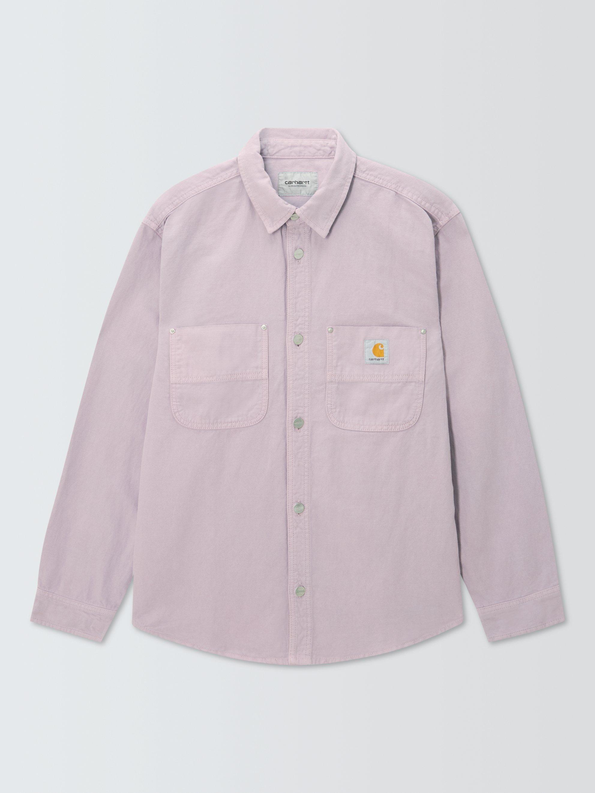 Product image 1 of 1, which shows Carhartt WIP Walter Long Sleeve Shirt, Pink Fog, S