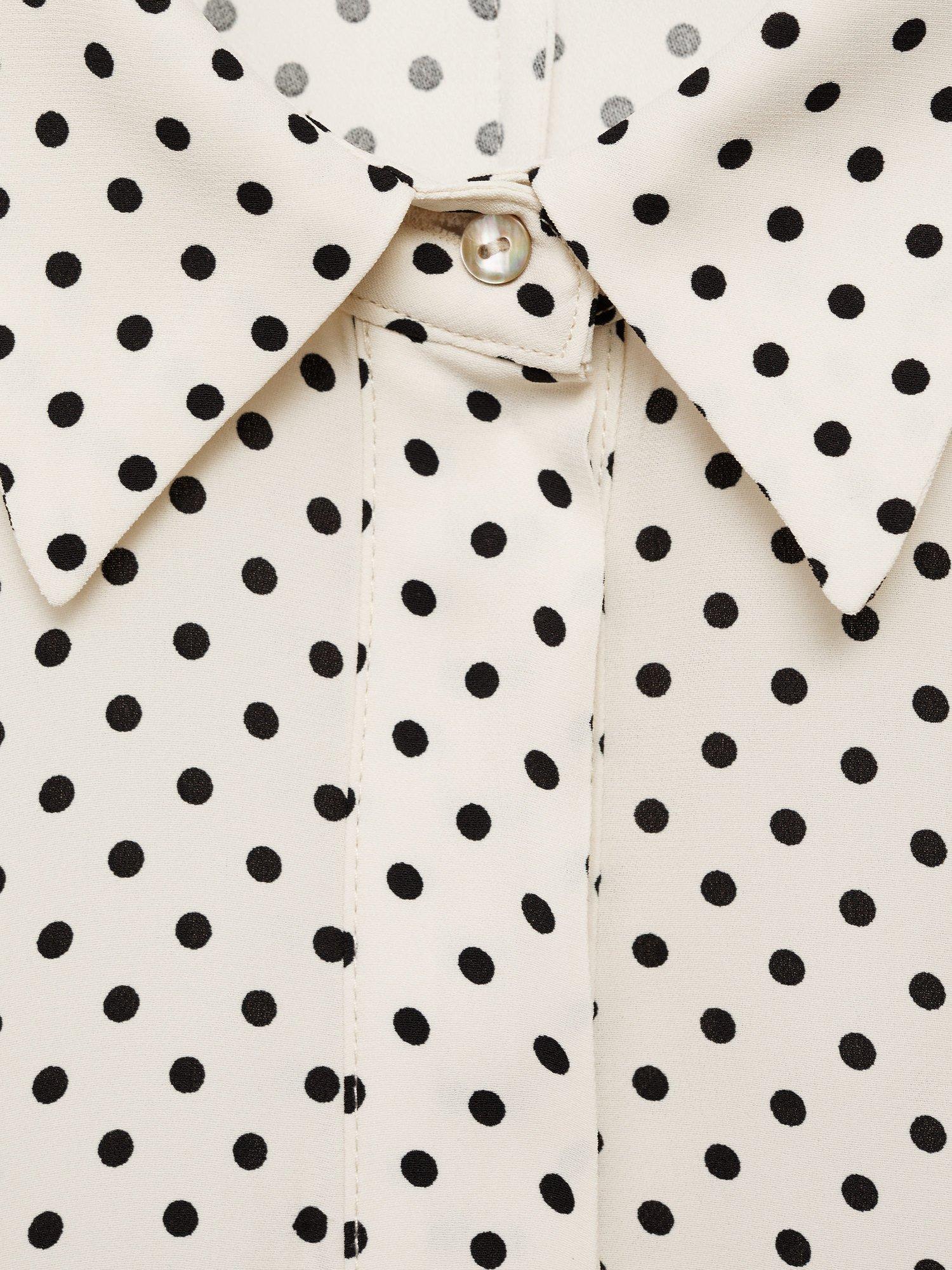 Product image 5 of 8, which shows Mango Adela Polka Dot Midi Dress, Natural White, 6