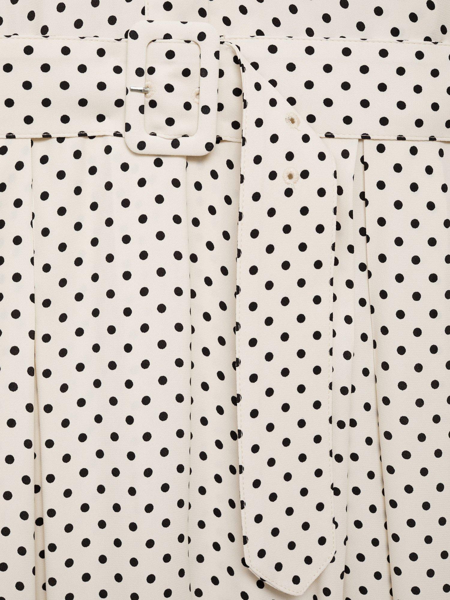Product image 8 of 8, which shows Mango Adela Polka Dot Midi Dress, Natural White, 6