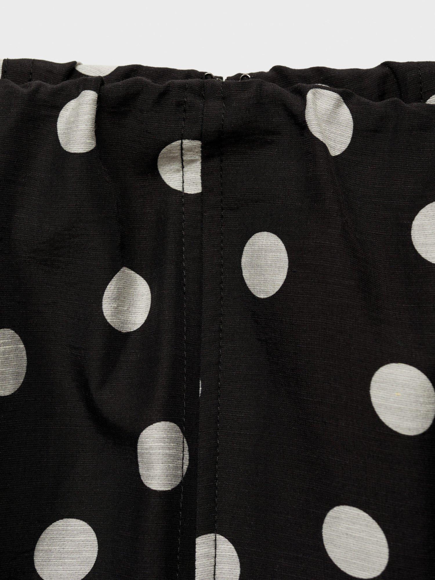 Product image 9 of 9, which shows Mango Mallorca Polka Dot Off Shoulder Dress, Black, 10