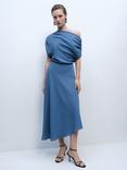 Mango Marina Asymmetric Drape Dress, Medium Blue