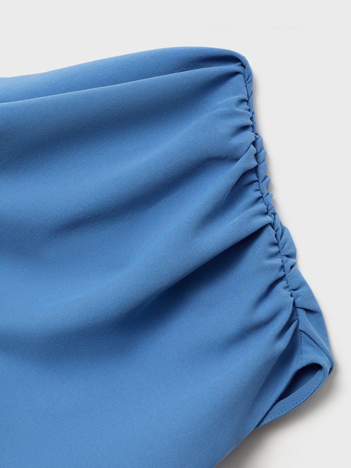 Product image 9 of 9, which shows Mango Marina Asymmetric Drape Dress, Medium Blue, 10