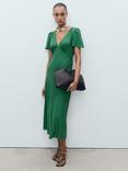Mango V Neck Dress, Green