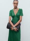 Mango V Neck Dress, Green