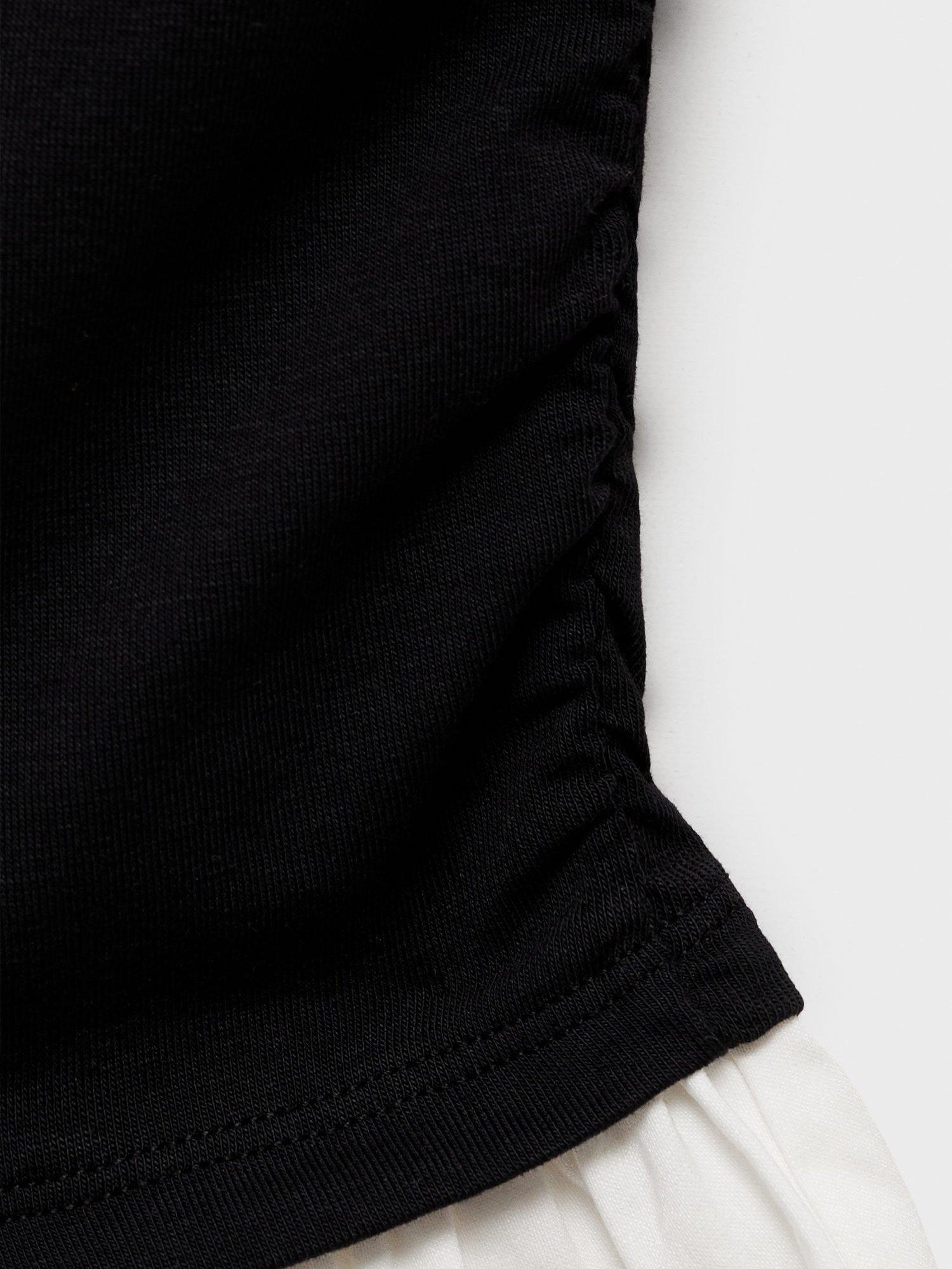 Product image 5 of 8, which shows Mango Swan Asymmetric Long Sleeved Dress, Black/White, 10
