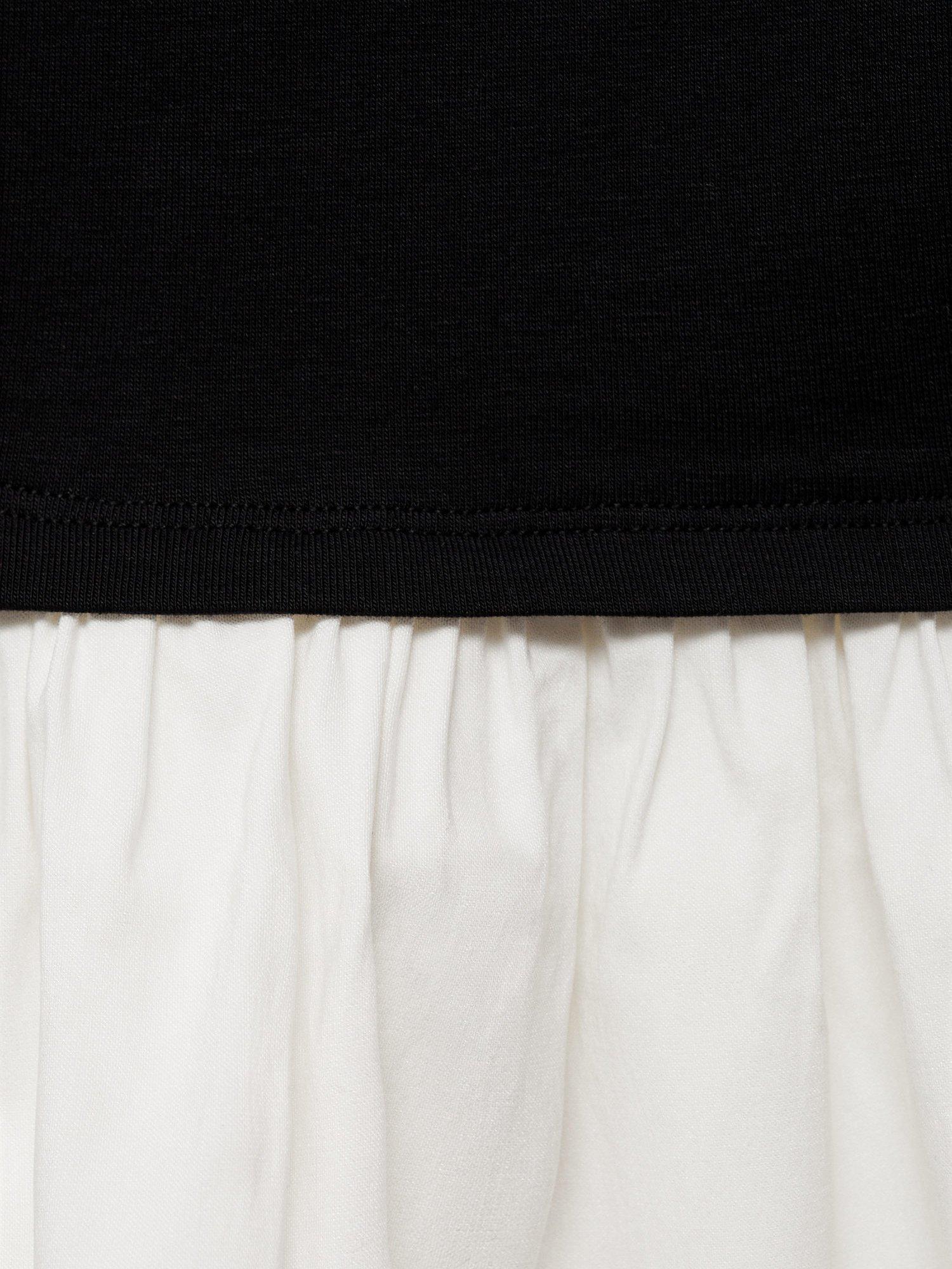 Product image 8 of 8, which shows Mango Swan Asymmetric Long Sleeved Dress, Black/White, 10