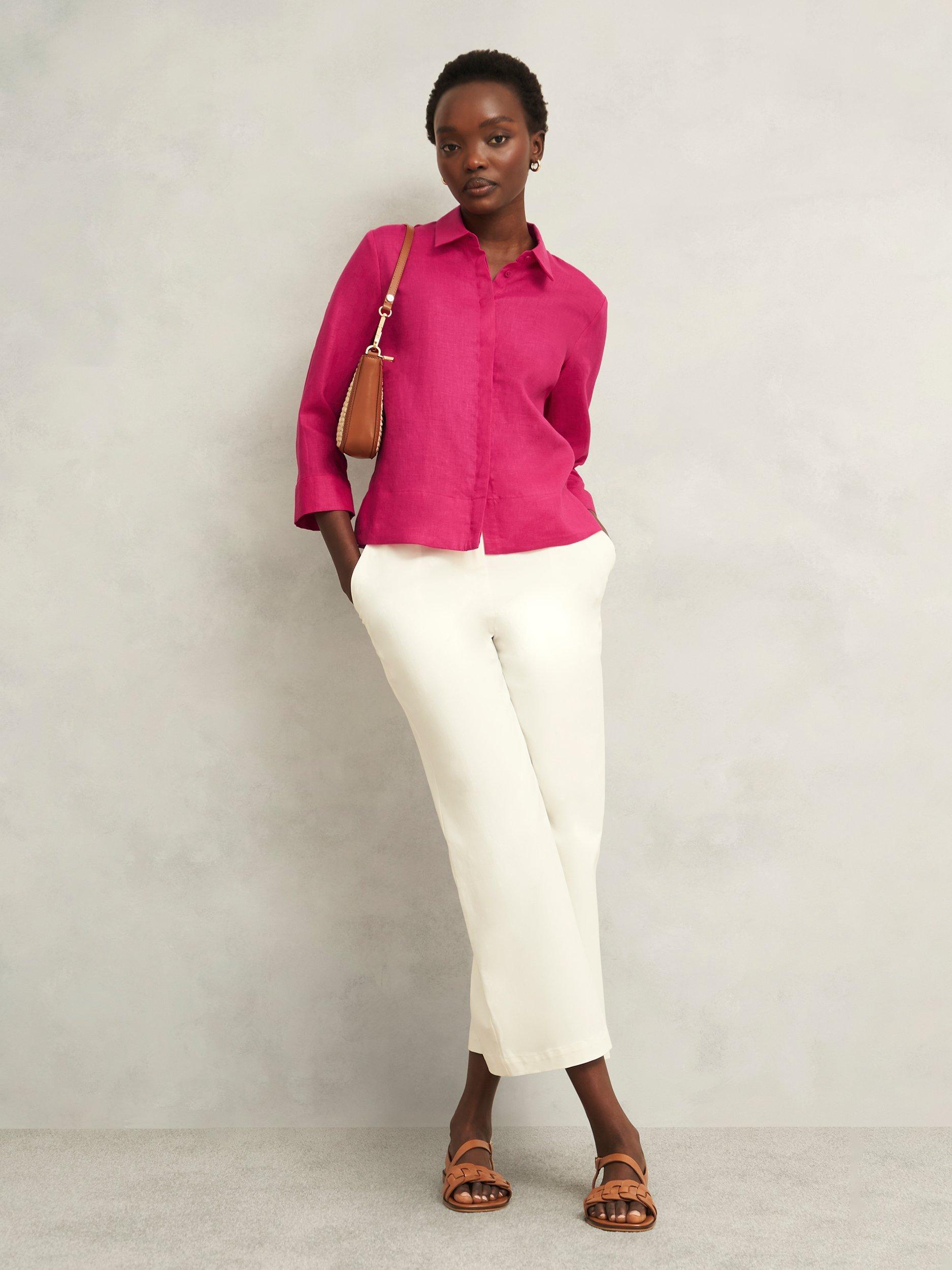 Product image 5 of 5, which shows Hobbs Nita Pure Linen Shirt, Zinnia Pink, 6