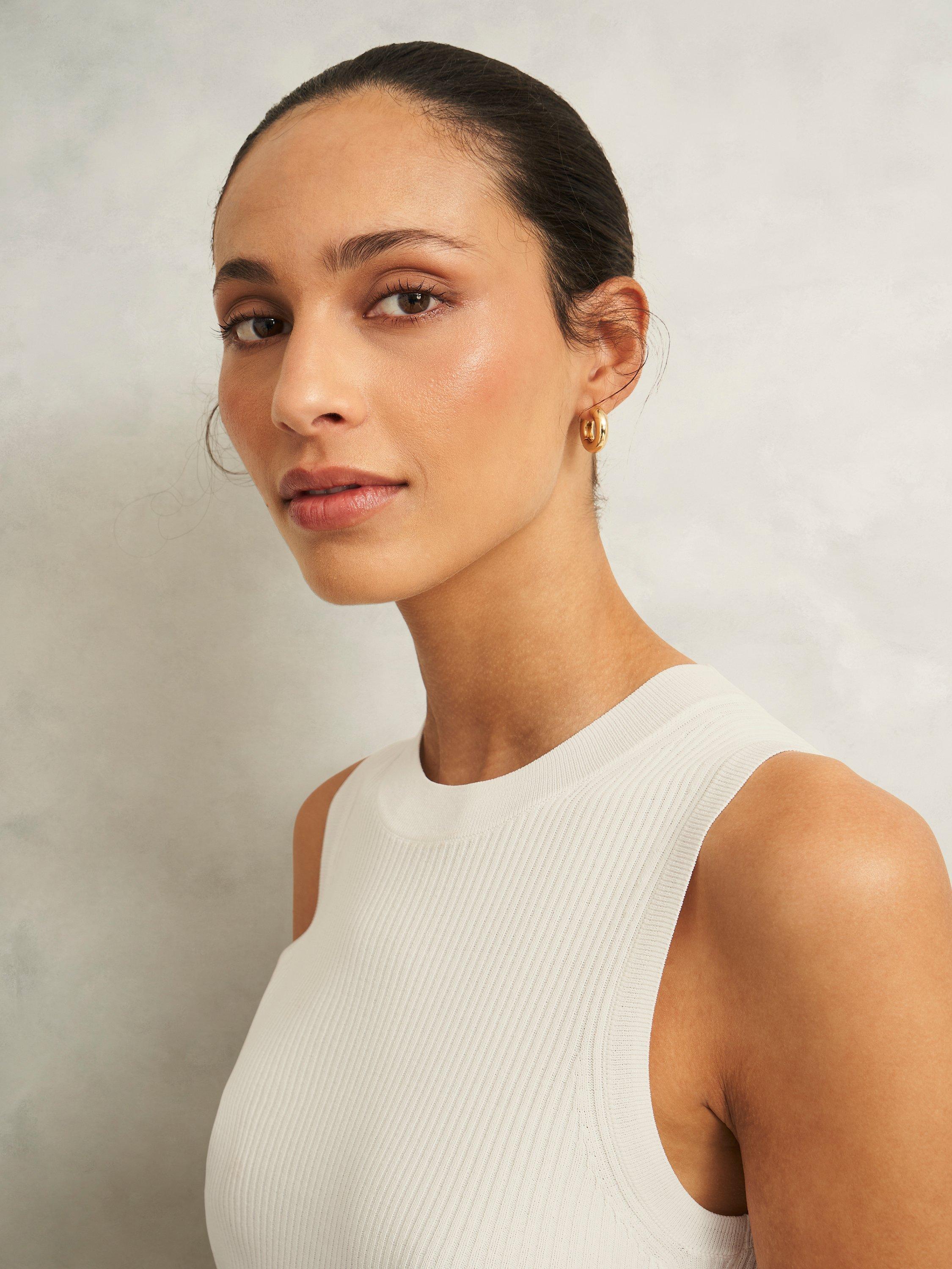Product image 3 of 6, which shows Hobbs Aubrey Rib Knit Top, Hobbs Ivory, L