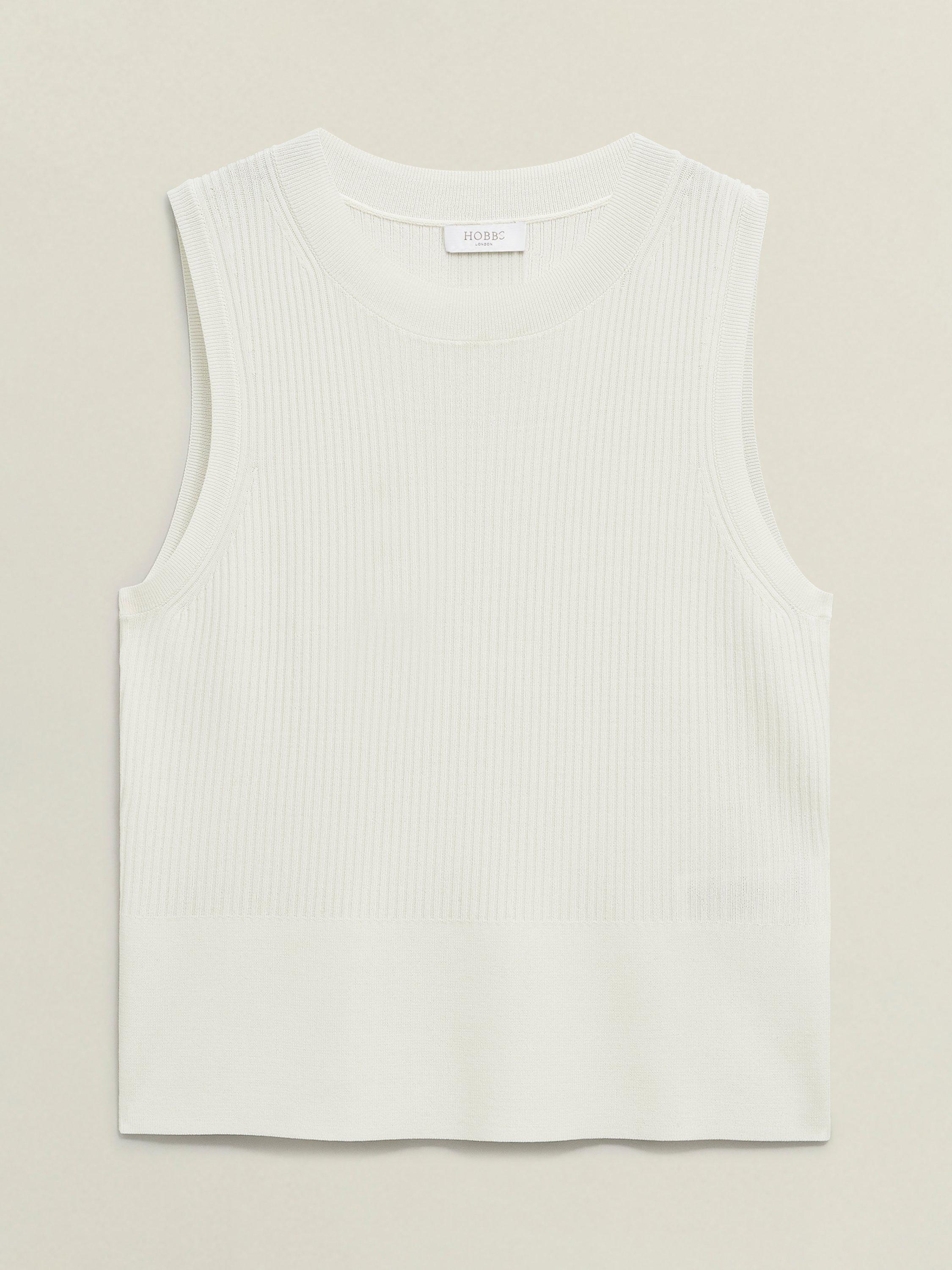 Product image 4 of 6, which shows Hobbs Aubrey Rib Knit Top, Hobbs Ivory, L