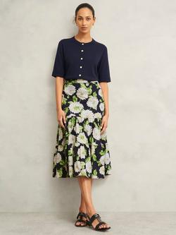 Hobbs Dorothea Floral Skirt, Navy/Multi, Navy/Multi