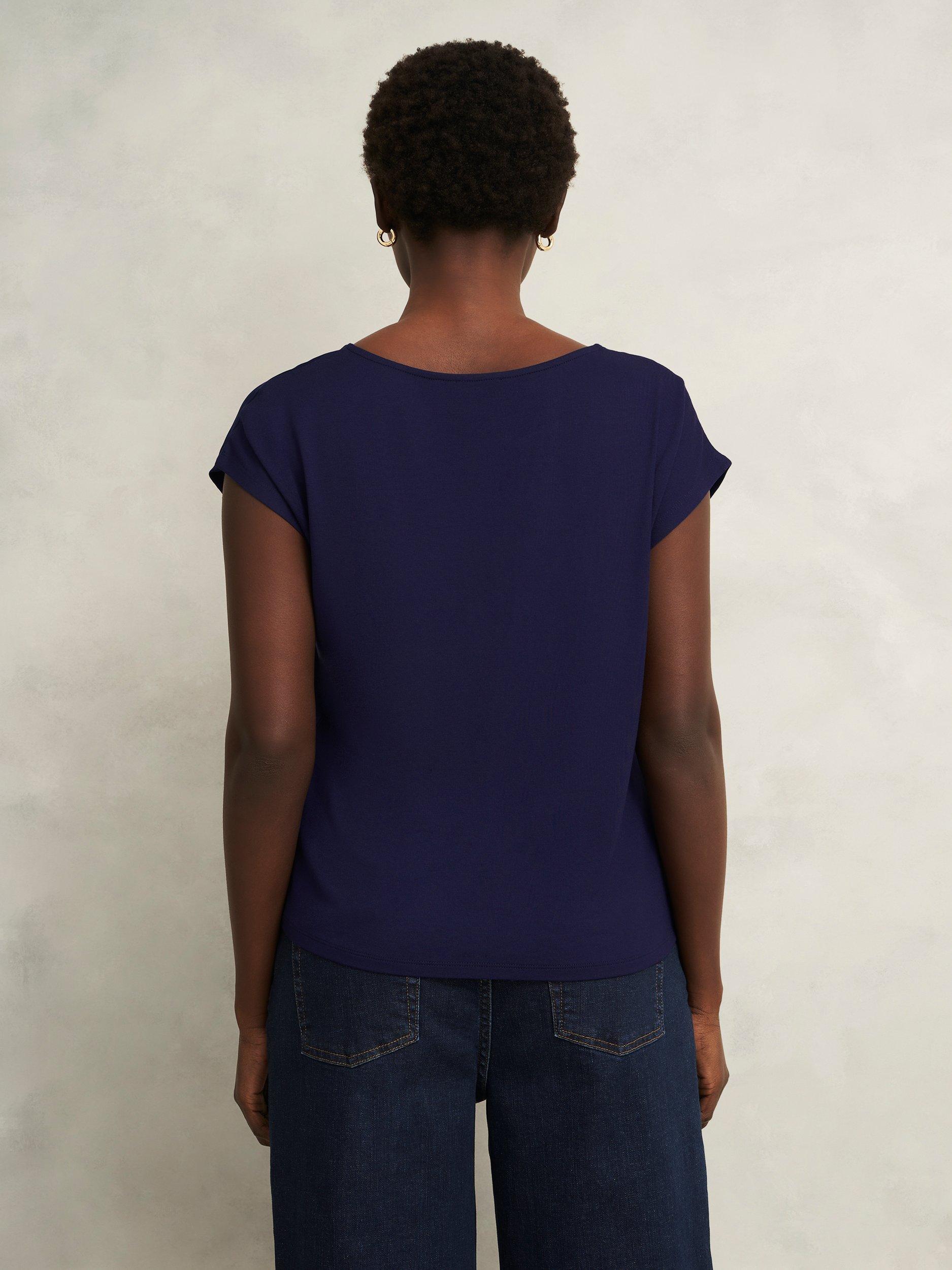 Product image 2 of 6, which shows Hobbs Sylvie Satin Front Top, True Navy, S
