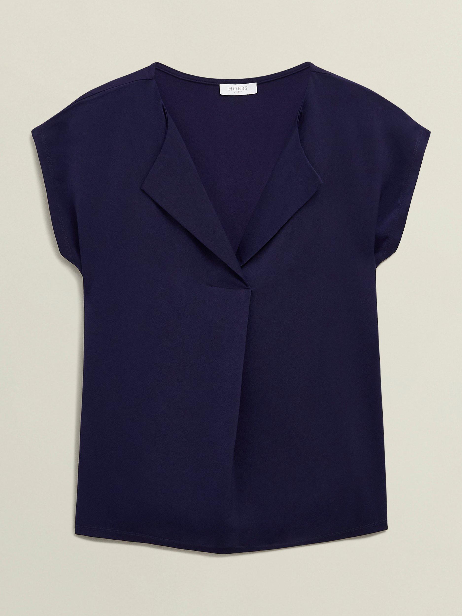 Product image 4 of 6, which shows Hobbs Sylvie Satin Front Top, True Navy, S