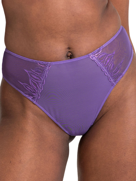 Curvy Kate Flare Flame Mesh Thong, Emerald, Amethyst