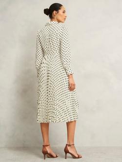 Hobbs Larina Polka Dot Dress, Ivory/Navy - view 2, Ivory/Navy
