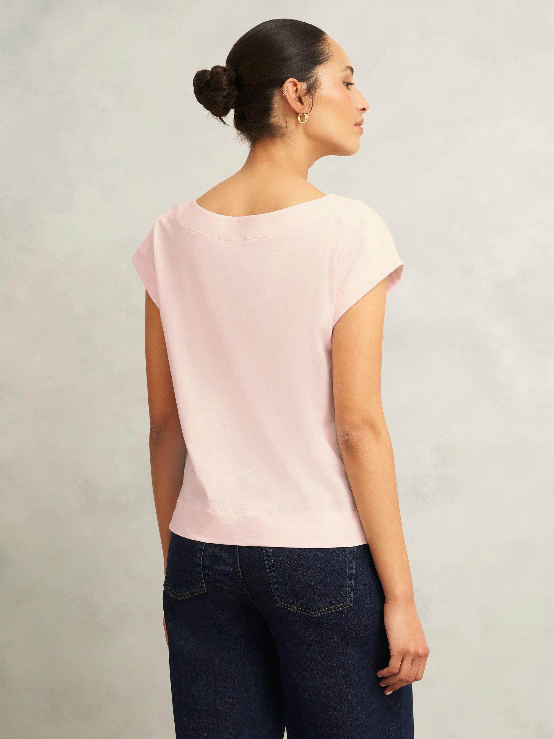 Product image 2 of 6, which shows Hobbs Alycia Slub T-Shirt, Pale Pink, L