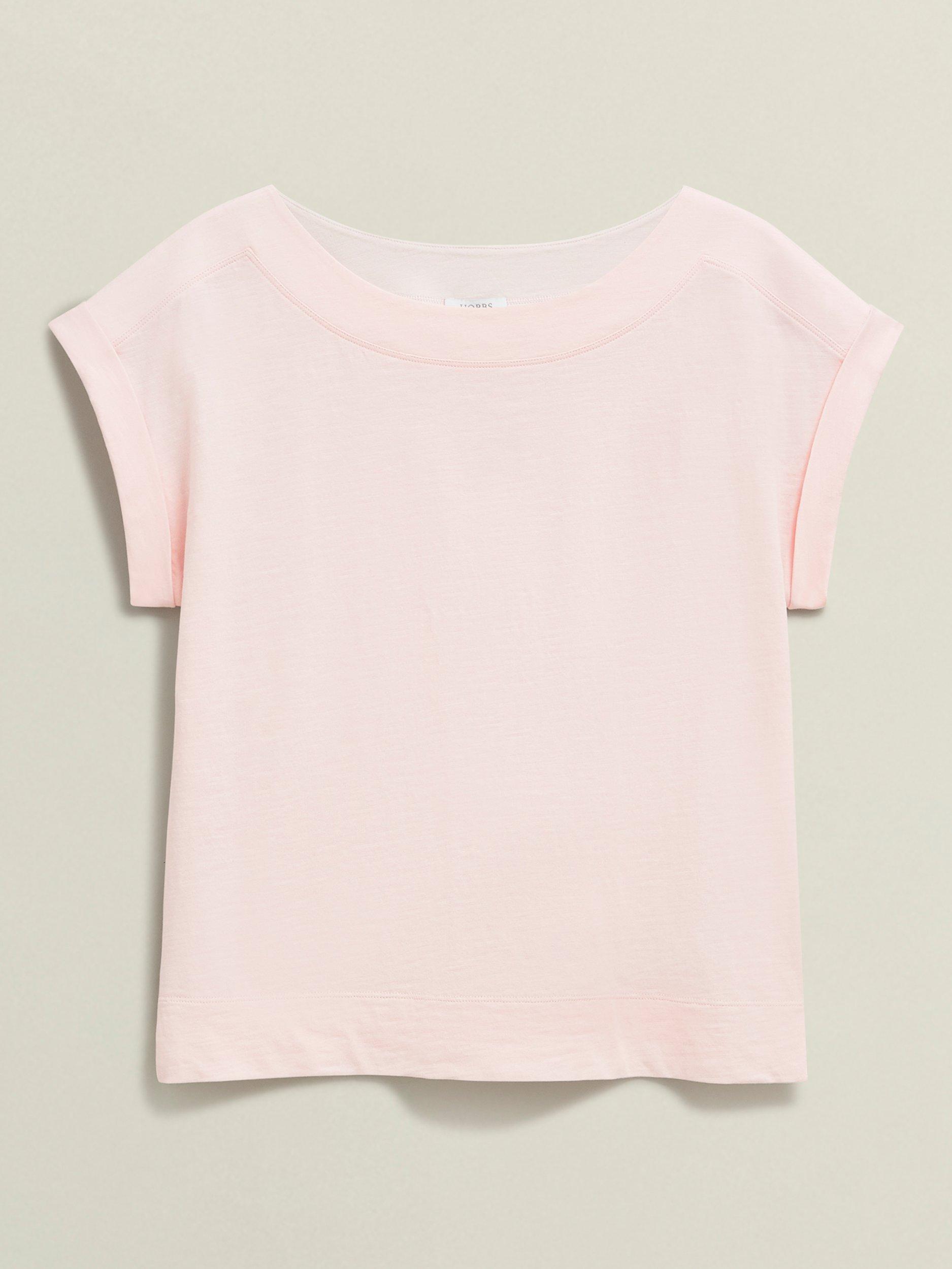 Product image 4 of 6, which shows Hobbs Alycia Slub T-Shirt, Pale Pink, L