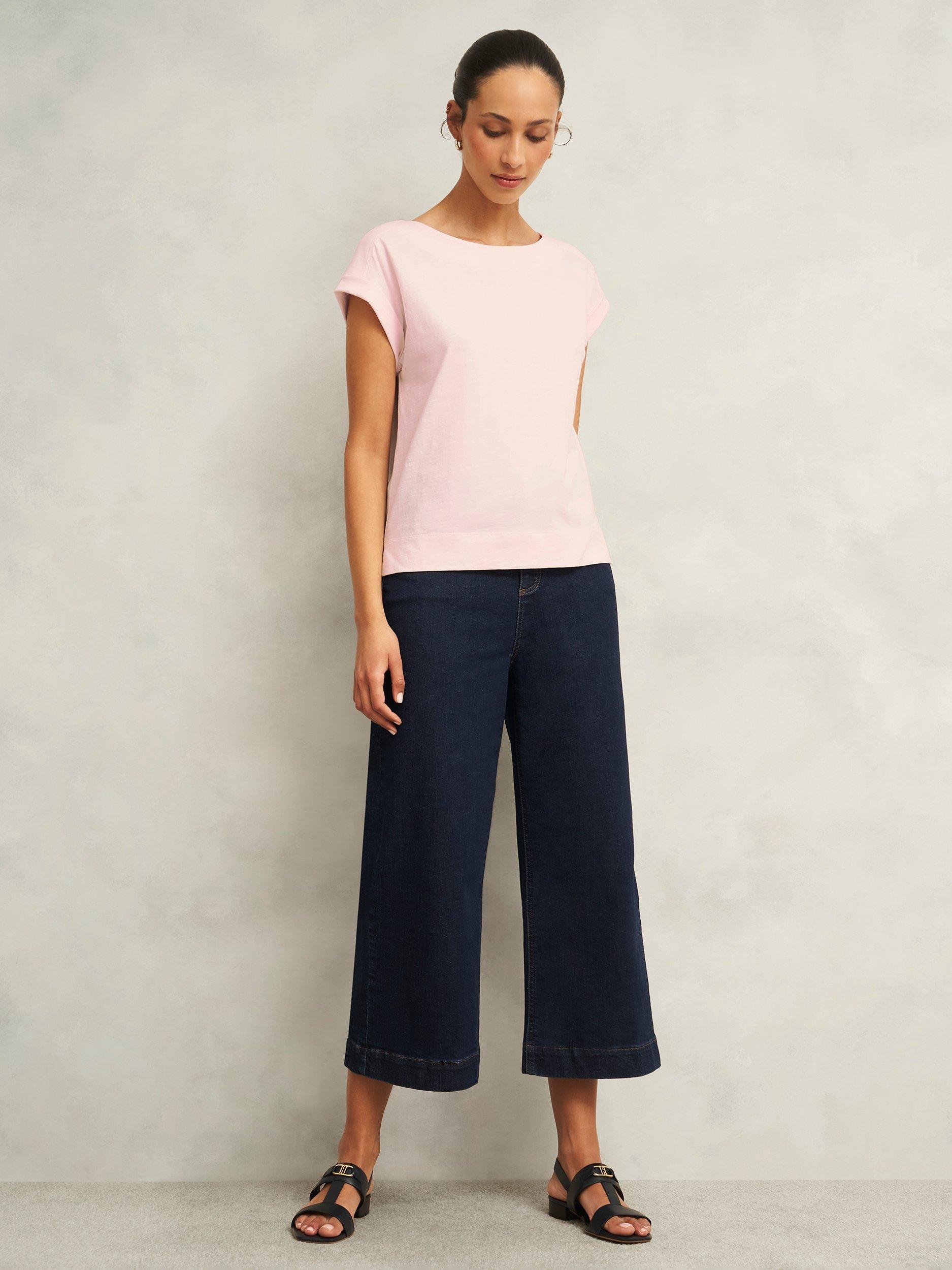 Product image 5 of 6, which shows Hobbs Alycia Slub T-Shirt, Pale Pink, L