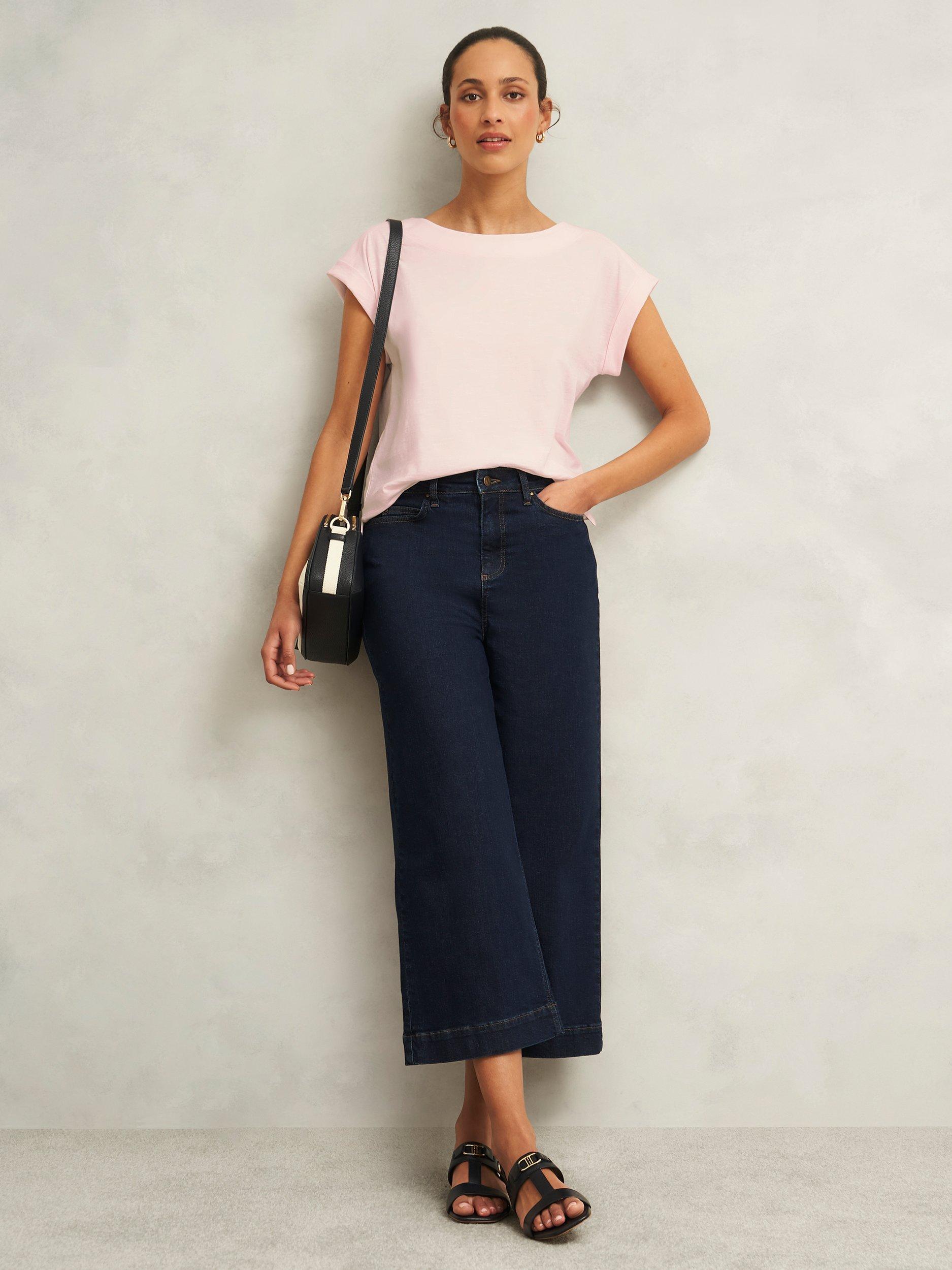 Product image 6 of 6, which shows Hobbs Alycia Slub T-Shirt, Pale Pink, L