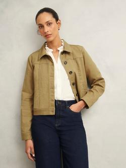 Hobbs Selborne Boxy Denim Jacket, Fawn Beige, Fawn Beige