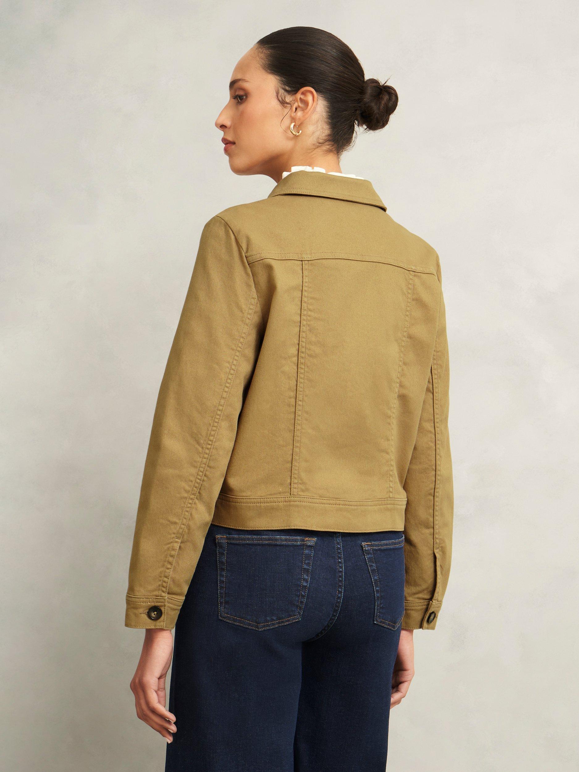 Product image 2 of 7, which shows Hobbs Selborne Boxy Denim Jacket, Fawn Beige, 10