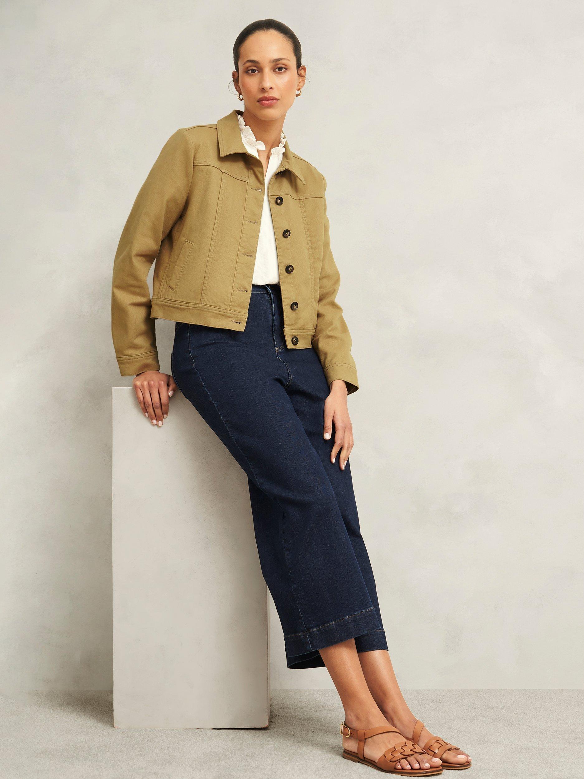 Product image 7 of 7, which shows Hobbs Selborne Boxy Denim Jacket, Fawn Beige, 10