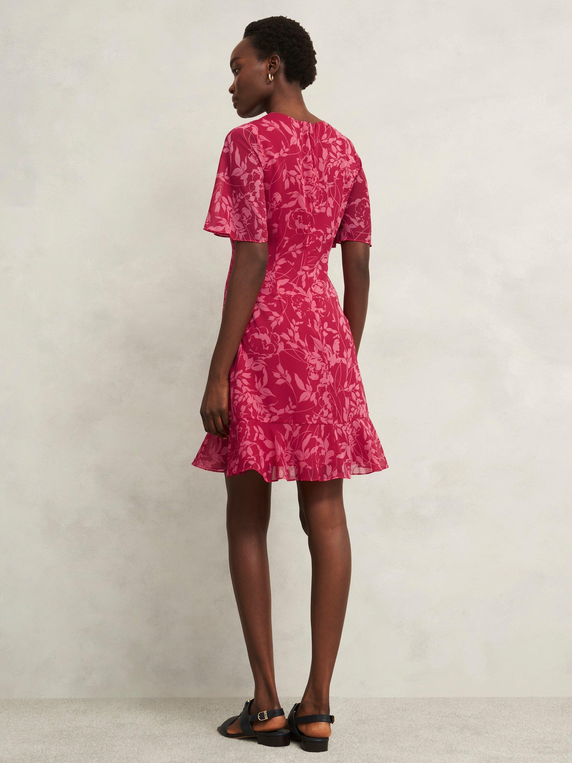 Product image 2 of 7, which shows Hobbs Iona Floral Mini Dress, Pink/Multi, 8