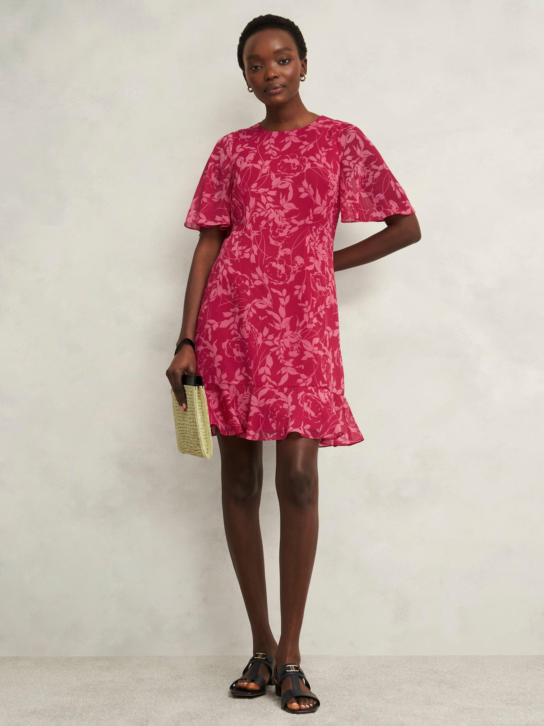 Product image 5 of 7, which shows Hobbs Iona Floral Mini Dress, Pink/Multi, 8
