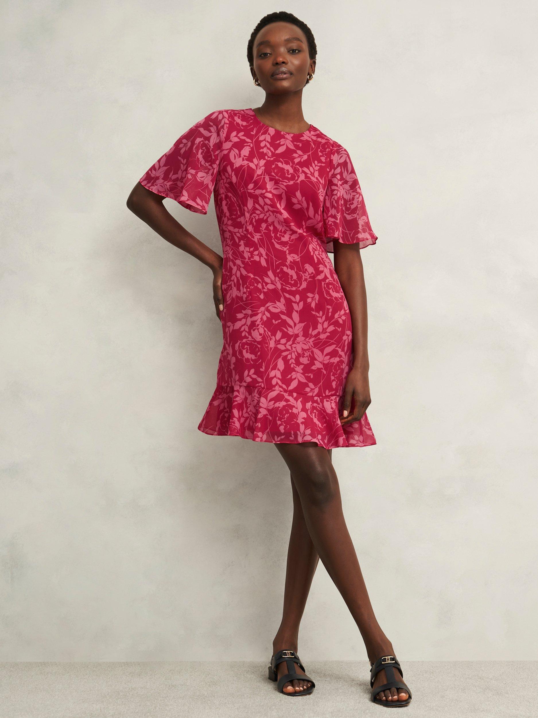 Product image 7 of 7, which shows Hobbs Iona Floral Mini Dress, Pink/Multi, 8