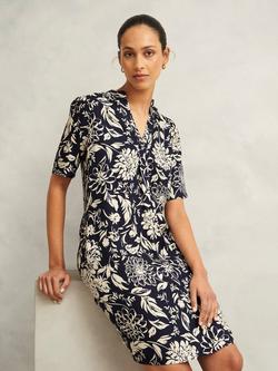 Hobbs Lucille Floral Dress, Navy/Cream, Navy/Cream