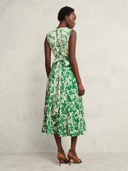 Hobbs Maddie Inverted Floral Dress, Green/Cream - view 2, Green/Cream