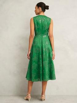 Hobbs Rachel Floral Sequin Dress, Cilantro Green - view 2, Cilantro Green