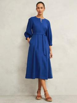 Hobbs Una Tie Waist Dress, Atlantic Blue, Atlantic Blue