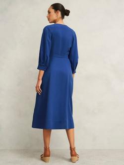 Hobbs Una Tie Waist Dress, Atlantic Blue - view 2, Atlantic Blue