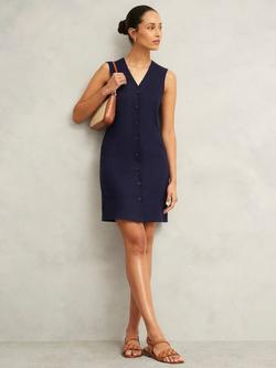 Hobbs Zelia Pure Linen Dress, True Navy, True Navy