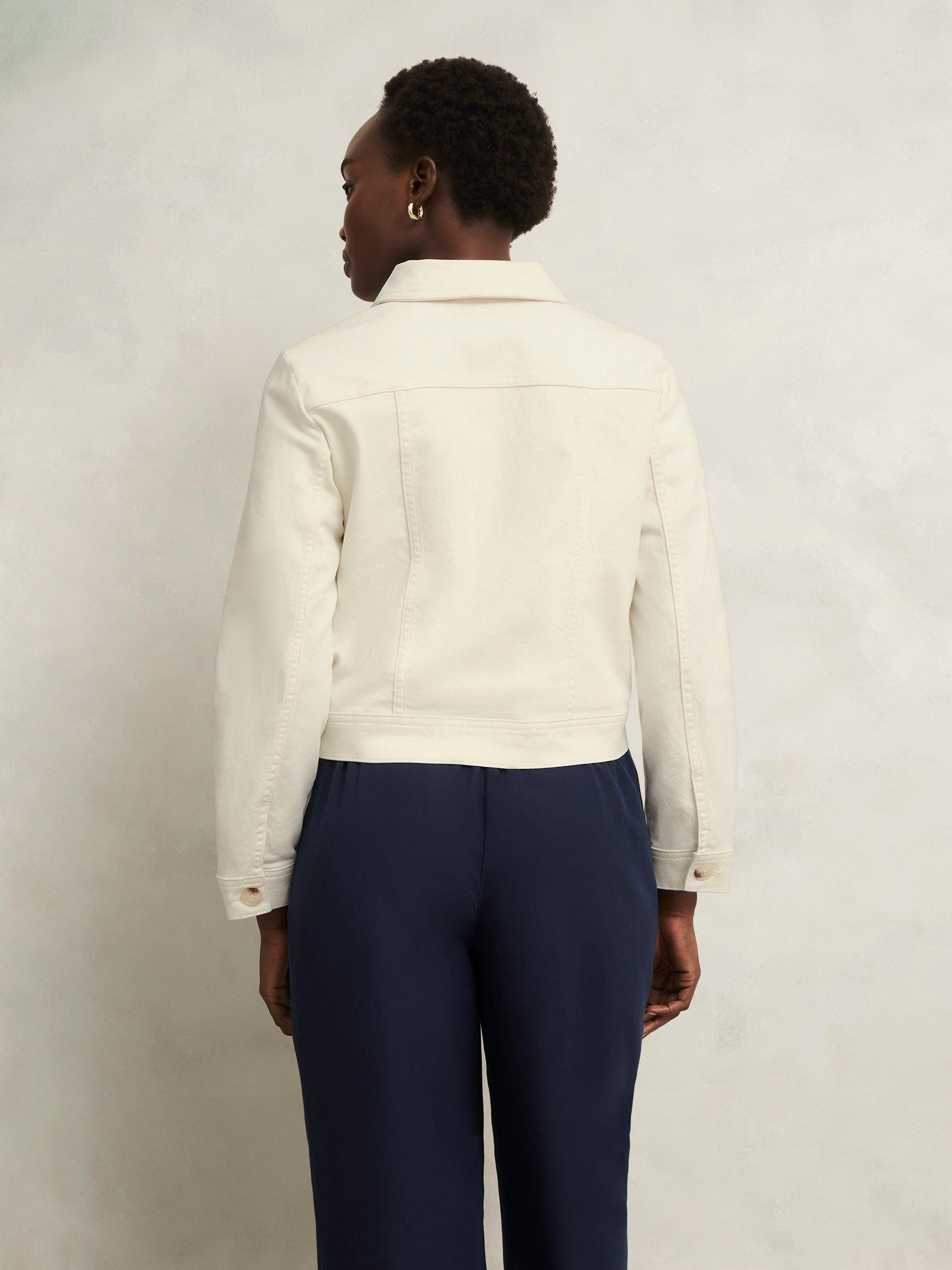 Product image 2 of 7, which shows Hobbs Selborne Boxy Denim Jacket, Milky White, 10