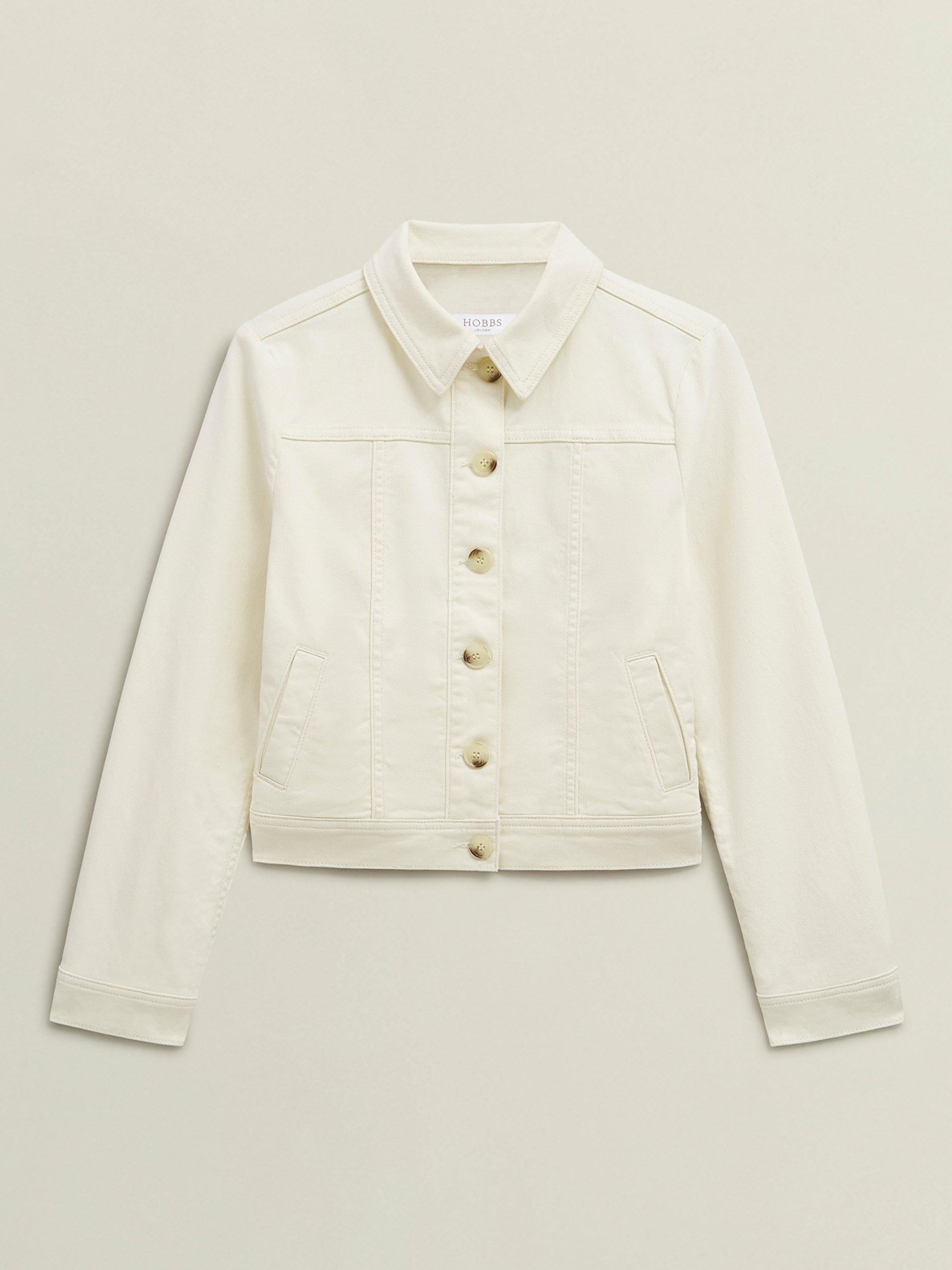 Product image 4 of 7, which shows Hobbs Selborne Boxy Denim Jacket, Milky White, 10