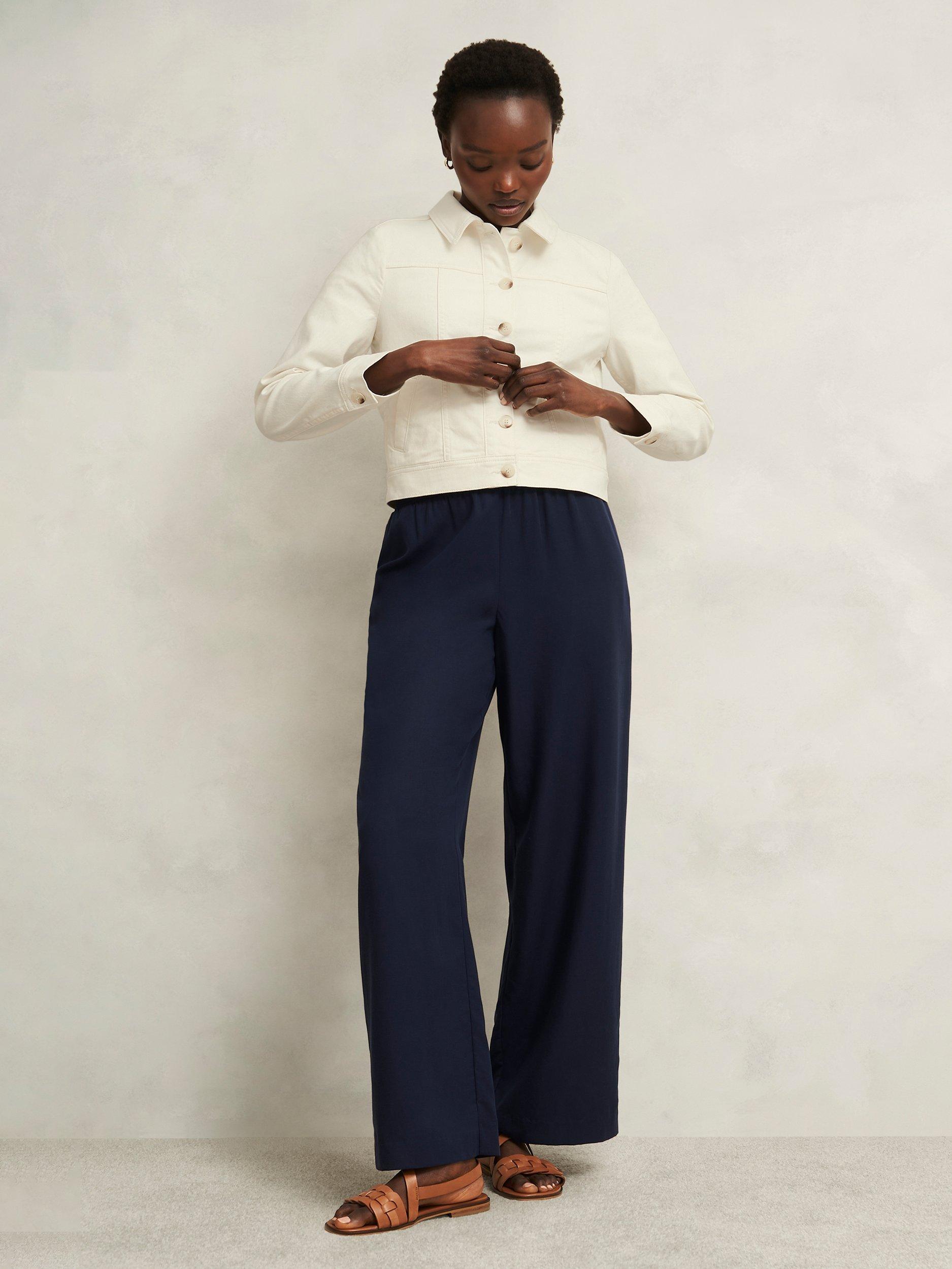 Product image 5 of 7, which shows Hobbs Selborne Boxy Denim Jacket, Milky White, 10