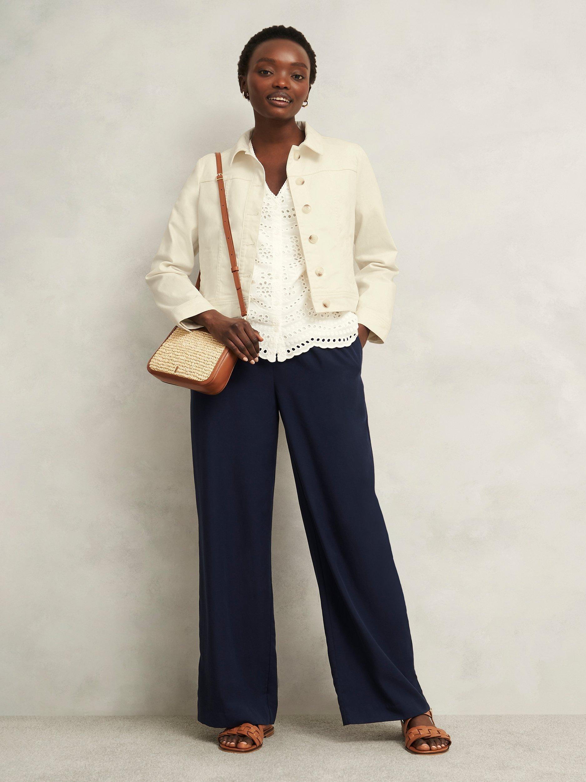 Product image 7 of 7, which shows Hobbs Selborne Boxy Denim Jacket, Milky White, 10