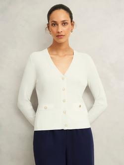 Hobbs Aubrey Ribbed Cardigan, Ivory, Ivory