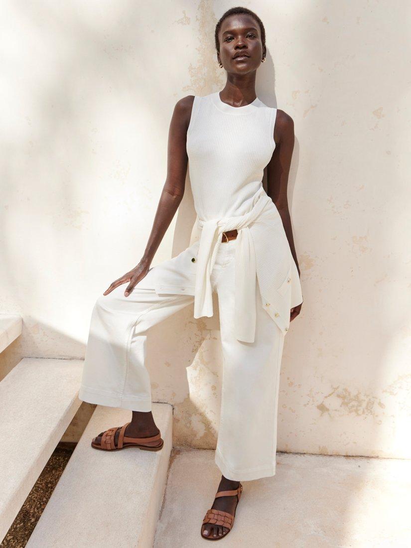 Product image 5 of 7, which shows Hobbs Aubrey Ribbed Cardigan, Ivory, L