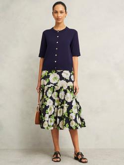 Hobbs Leanne Short Sleeve Cardigan, True Navy, True Navy