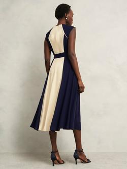 Hobbs Andrea Colour Block Dress, Navy/Cream - view 2, Navy/Cream